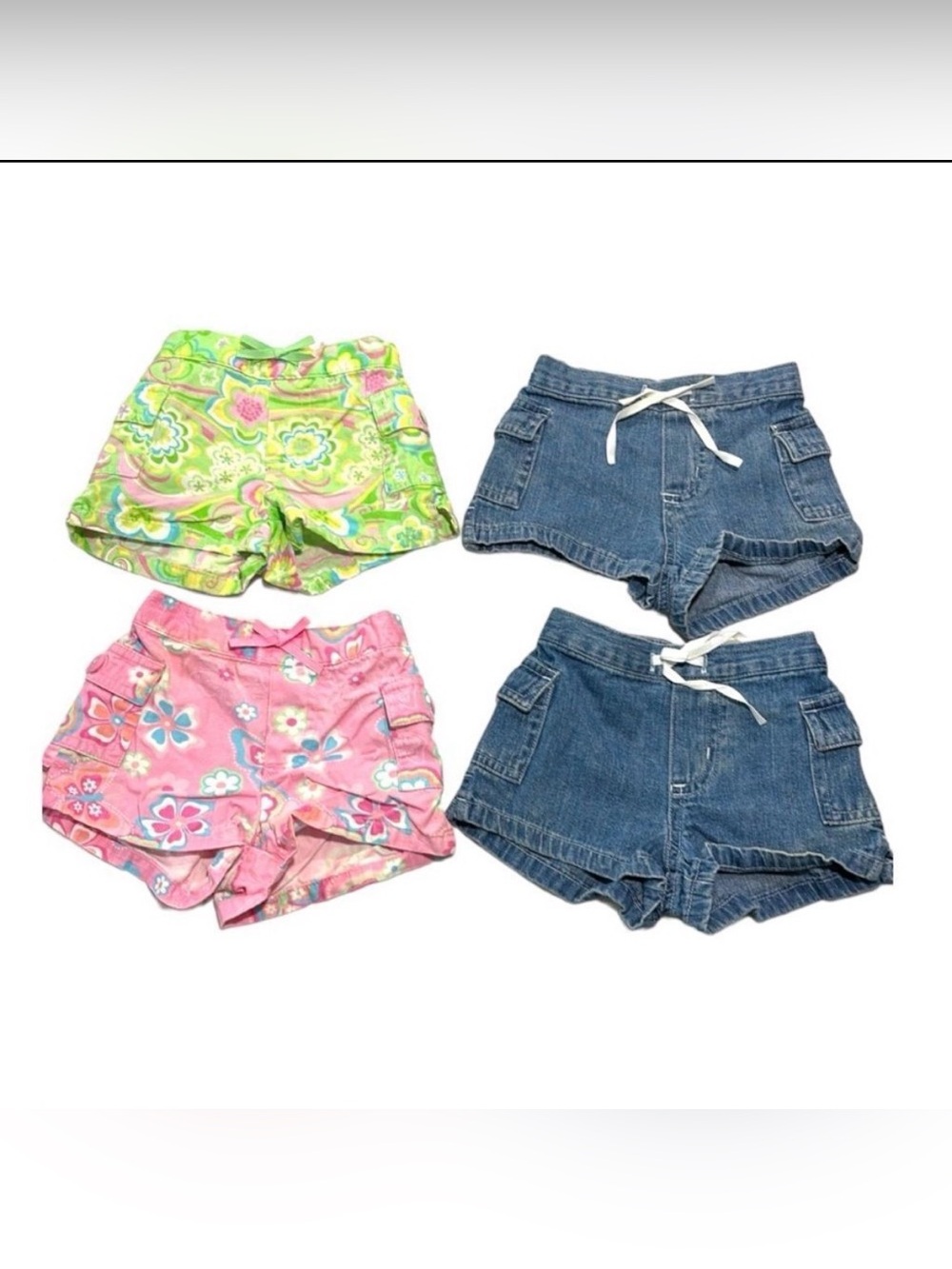 CIRCO | Girls Denim & Print Summer Shorts 4 Pairs Pink Blue Green Size 6M